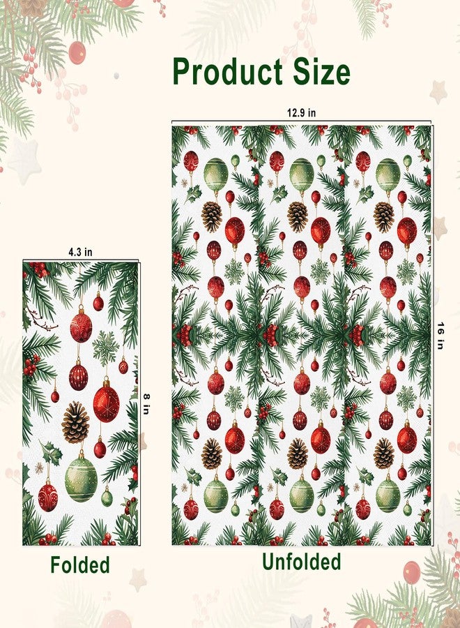 Tbsone 3-Ply Christmas Paper Napkins Disposable: Guest Dinner Hand Towels, Xmas Table Decorative for Bathroom Home Kitchen, Holiday Cocktail Party Decor, Red White Green (4.3x7.9 Inches, Count, 100) - Image 2